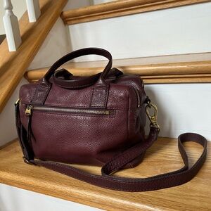 Fossil Burgundy Leather Satchel - Reposh